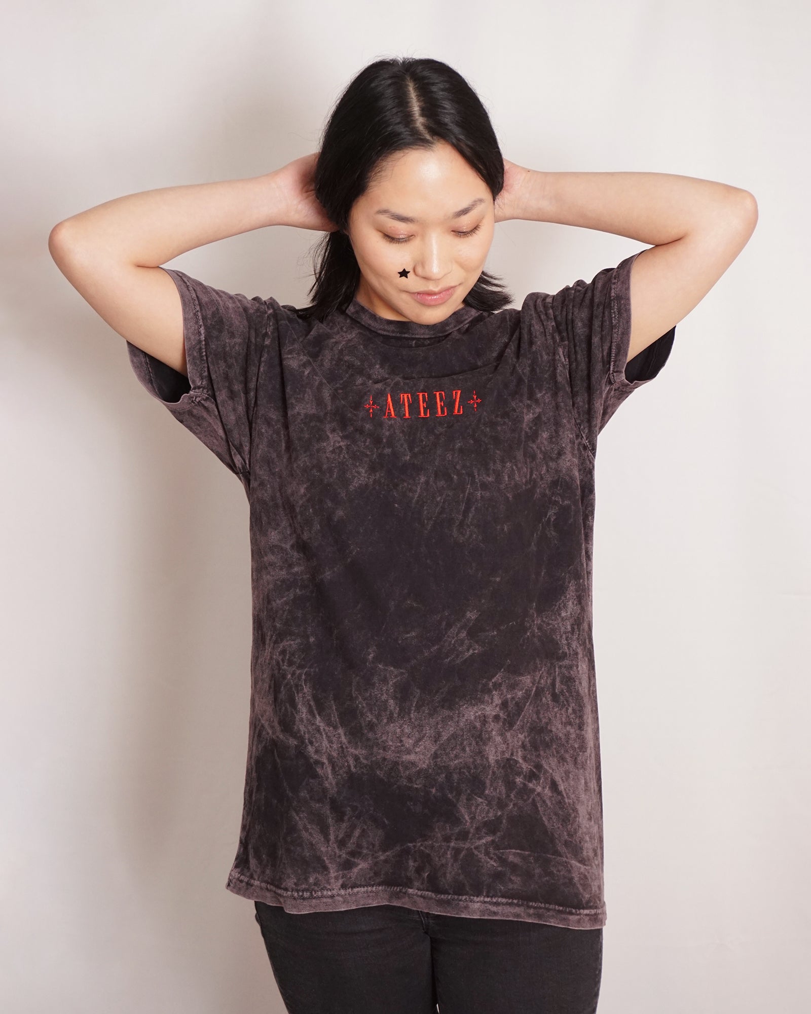 ATEEZ Shirt, Embroidered BAD Golden Hour Tee, ATINY KPop Gift, Vintage Washed Unisex Cotton T-Shirt