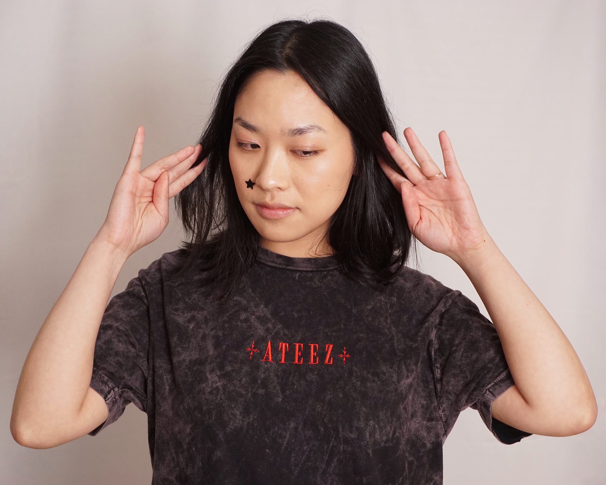 ATEEZ Shirt, Embroidered BAD Golden Hour Tee, ATINY KPop Gift, Vintage Washed Unisex Cotton T-Shirt