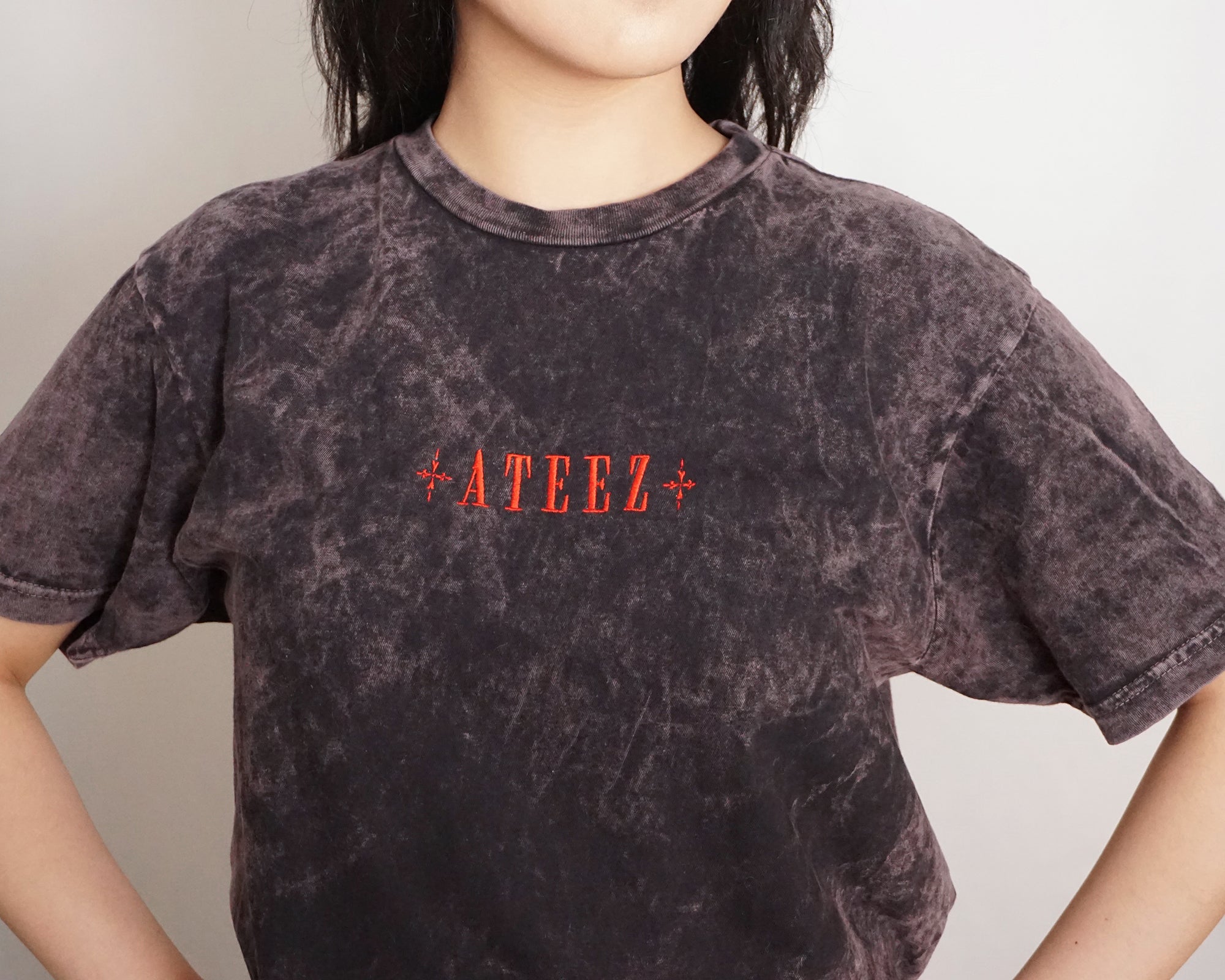 ATEEZ Shirt, Embroidered BAD Golden Hour Tee, ATINY KPop Gift, Vintage Washed Unisex Cotton T-Shirt