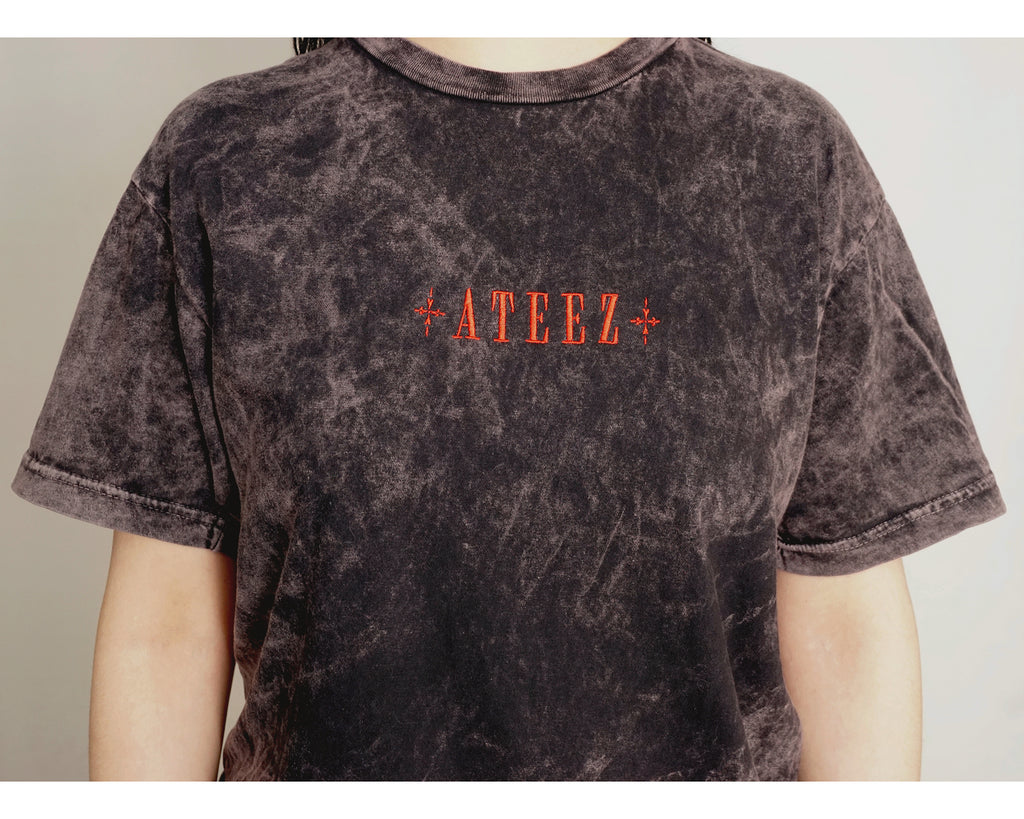 ATEEZ Shirt, Embroidered BAD Golden Hour Tee, ATINY KPop Gift, Vintage Washed Unisex Cotton T-Shirt