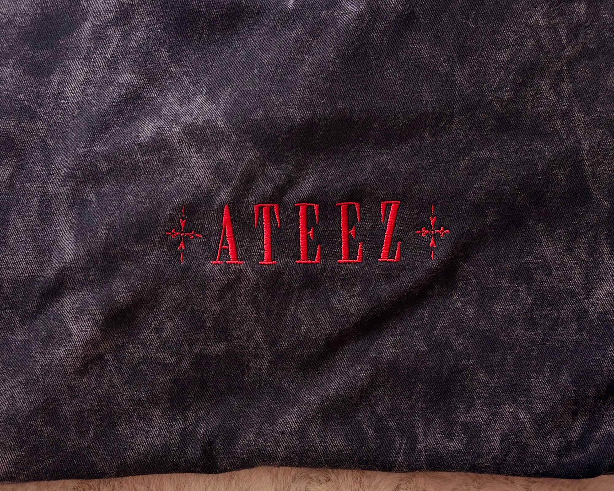 ATEEZ Shirt, Embroidered BAD Golden Hour Tee, ATINY KPop Gift, Vintage Washed Unisex Cotton T-Shirt