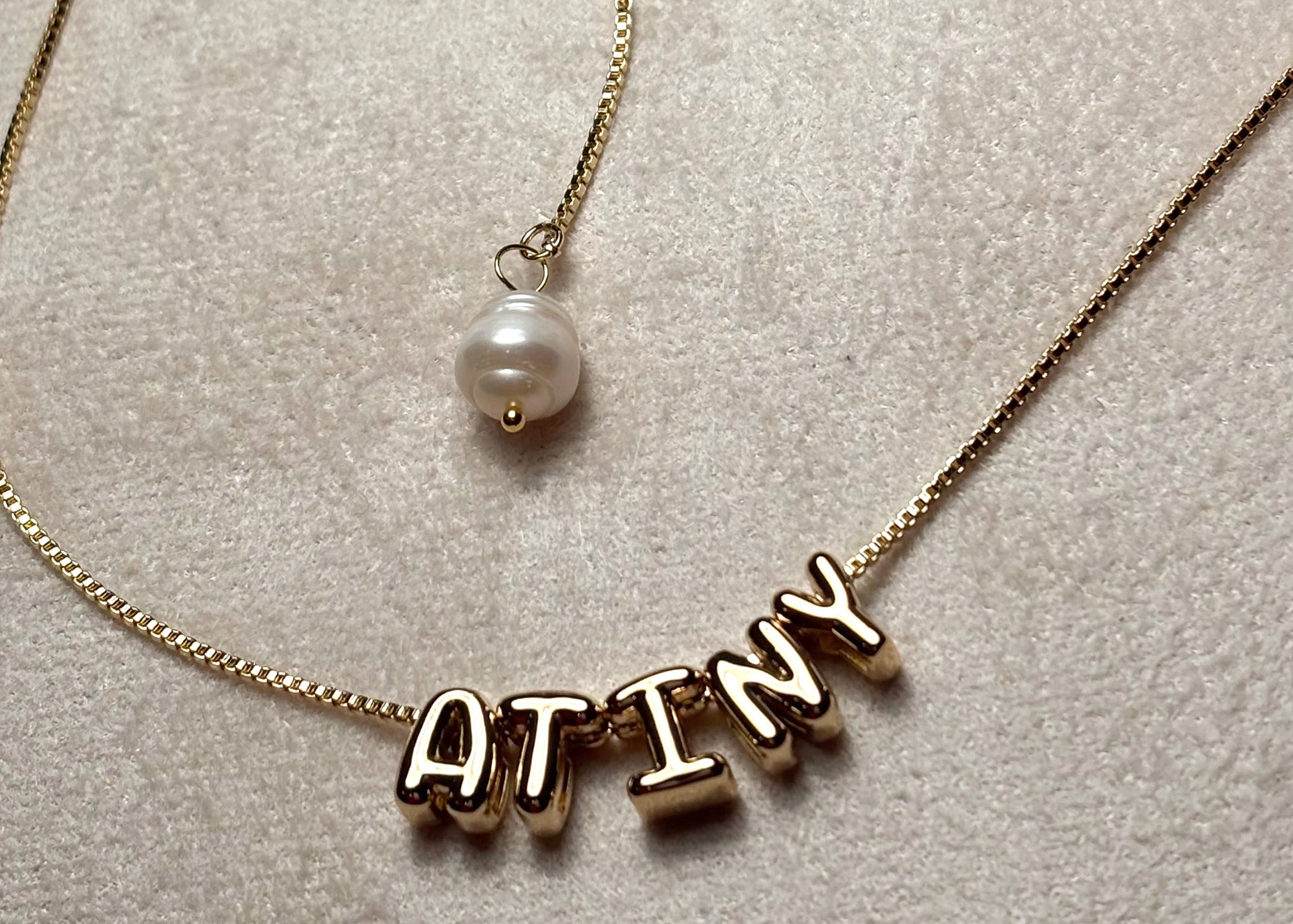 ATINY Bubble Letter Necklace Pirate Pearl Baroque Charm, ATEEZ Kpop Gift