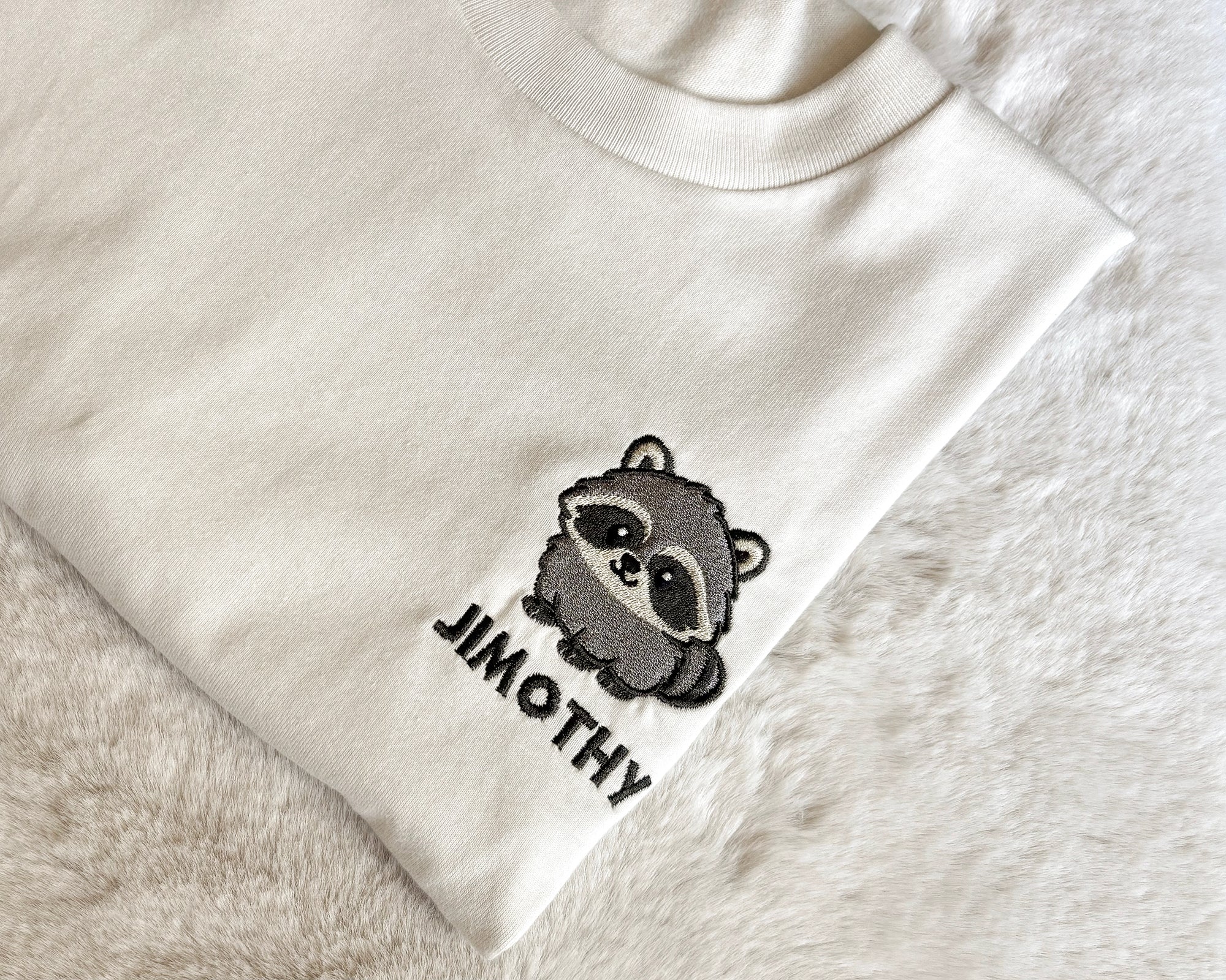 Jimothy Raccoon Shirt, Embroidered Seattle Raccoon UNISEX T-Shirt with NAME, Viral Cute Raccoon Gift, Ballard Short Spine Raccoon Tee