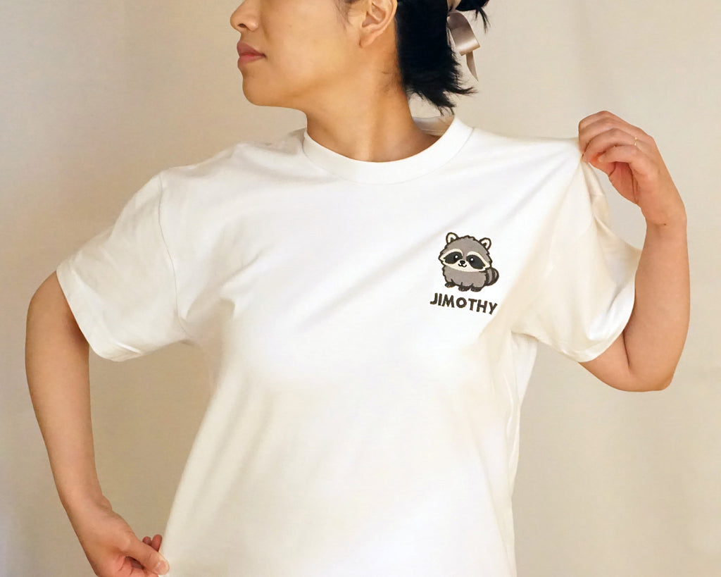 Jimothy Raccoon Shirt, Embroidered Seattle Raccoon UNISEX T-Shirt with NAME, Viral Cute Raccoon Gift, Ballard Short Spine Raccoon Tee