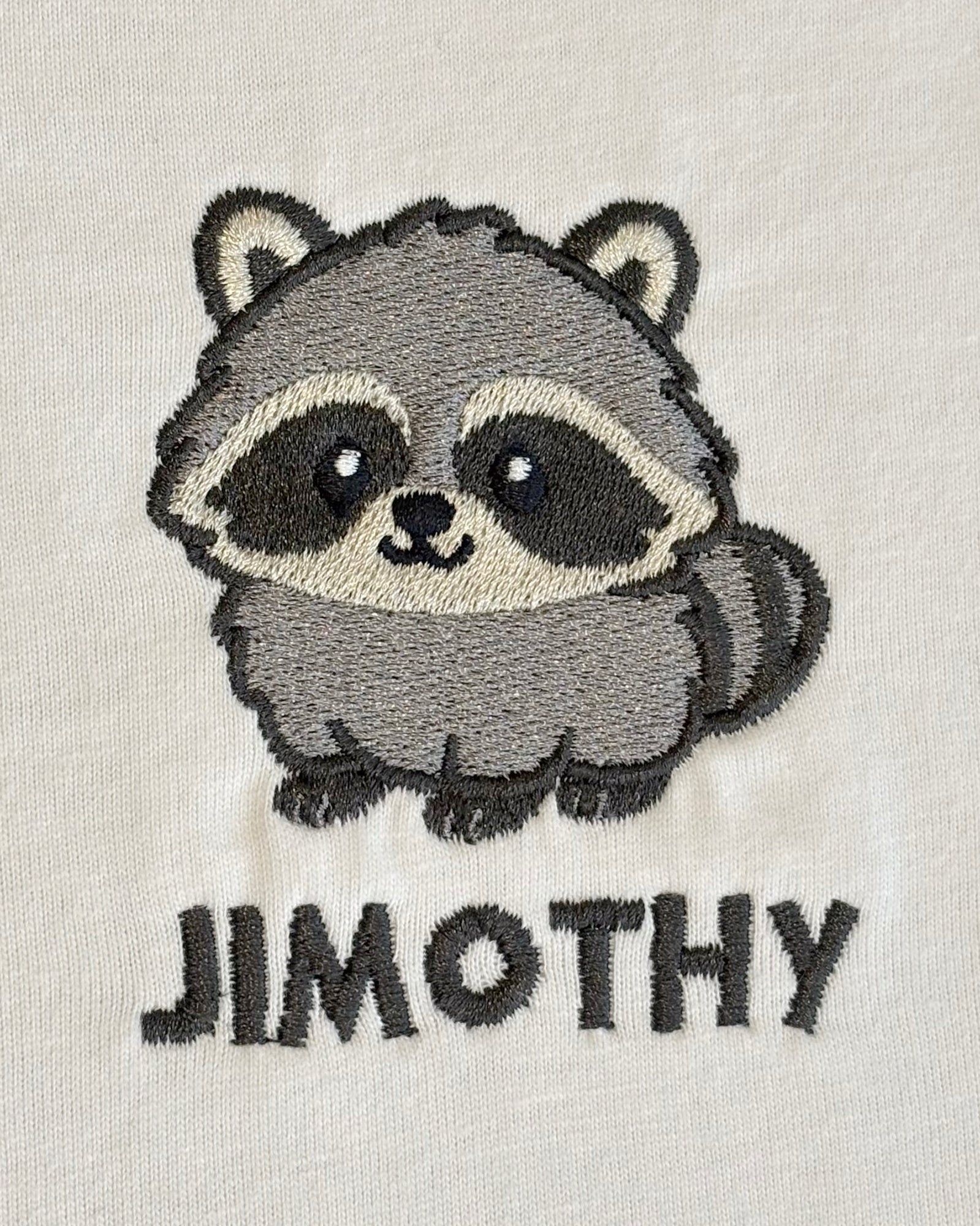 Jimothy Raccoon Shirt, Embroidered Seattle Raccoon UNISEX T-Shirt with NAME, Viral Cute Raccoon Gift, Ballard Short Spine Raccoon Tee