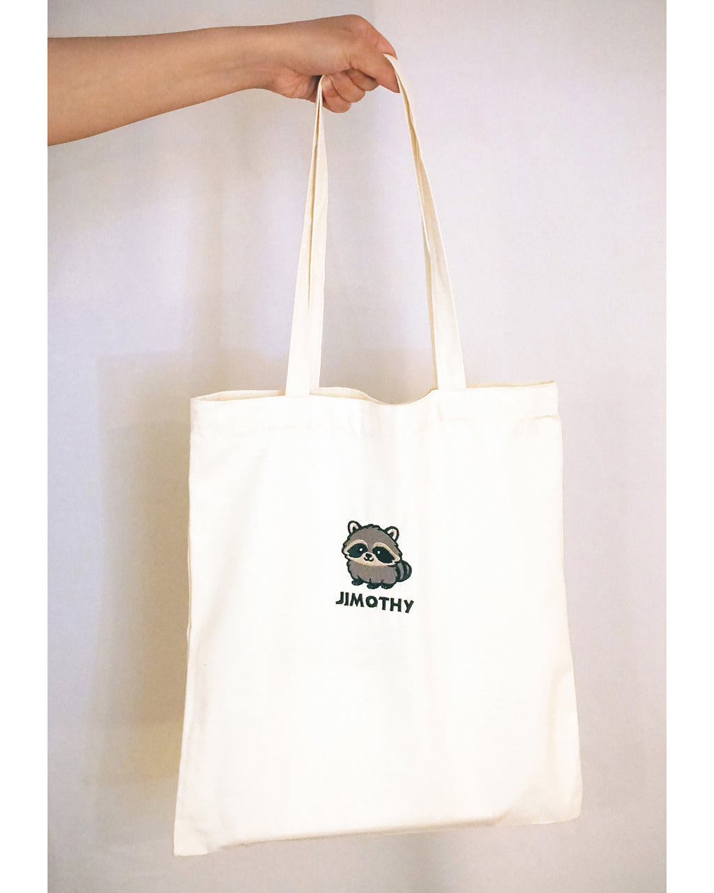 Jimothy Raccoon Canvas Tote Bag, Embroidered Seattle Raccoon Tote Bag, Viral Raccoon Gift, Ballard Short Spine Raccoon Bag