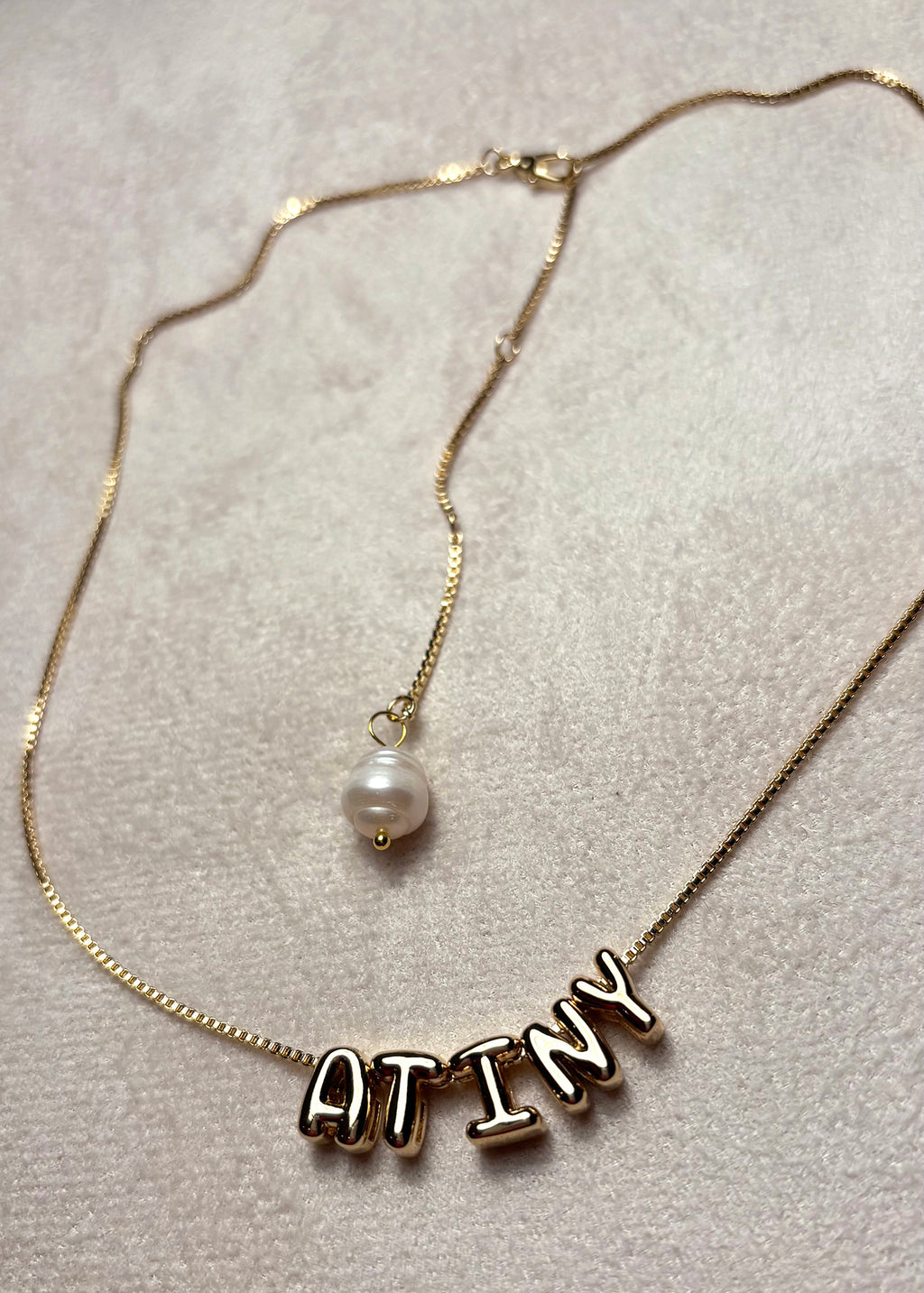 ATINY Bubble Letter Necklace Pirate Pearl Baroque Charm, ATEEZ Kpop Gift